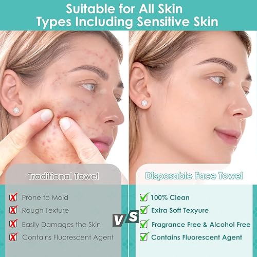 Miniatura 6 de Toallas faciales desechables, pañuelos faciales diarios, toallas faciales súper suaves y gruesas, XL, toallitas secas removedoras de maquillaje,