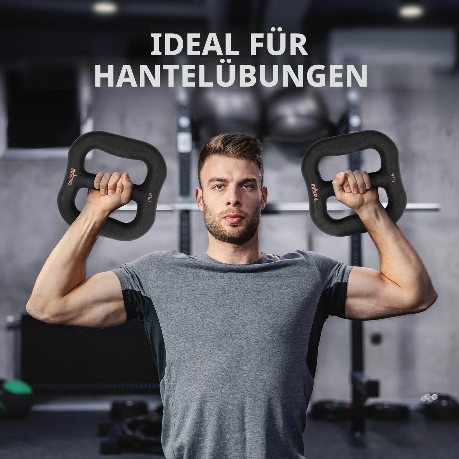 Yes4All 3-in-1 Multifunktionale Neopren-Hantel/Mehrzweck-Hantel mit festem Kern, ergonomische Kurve, Schwarz