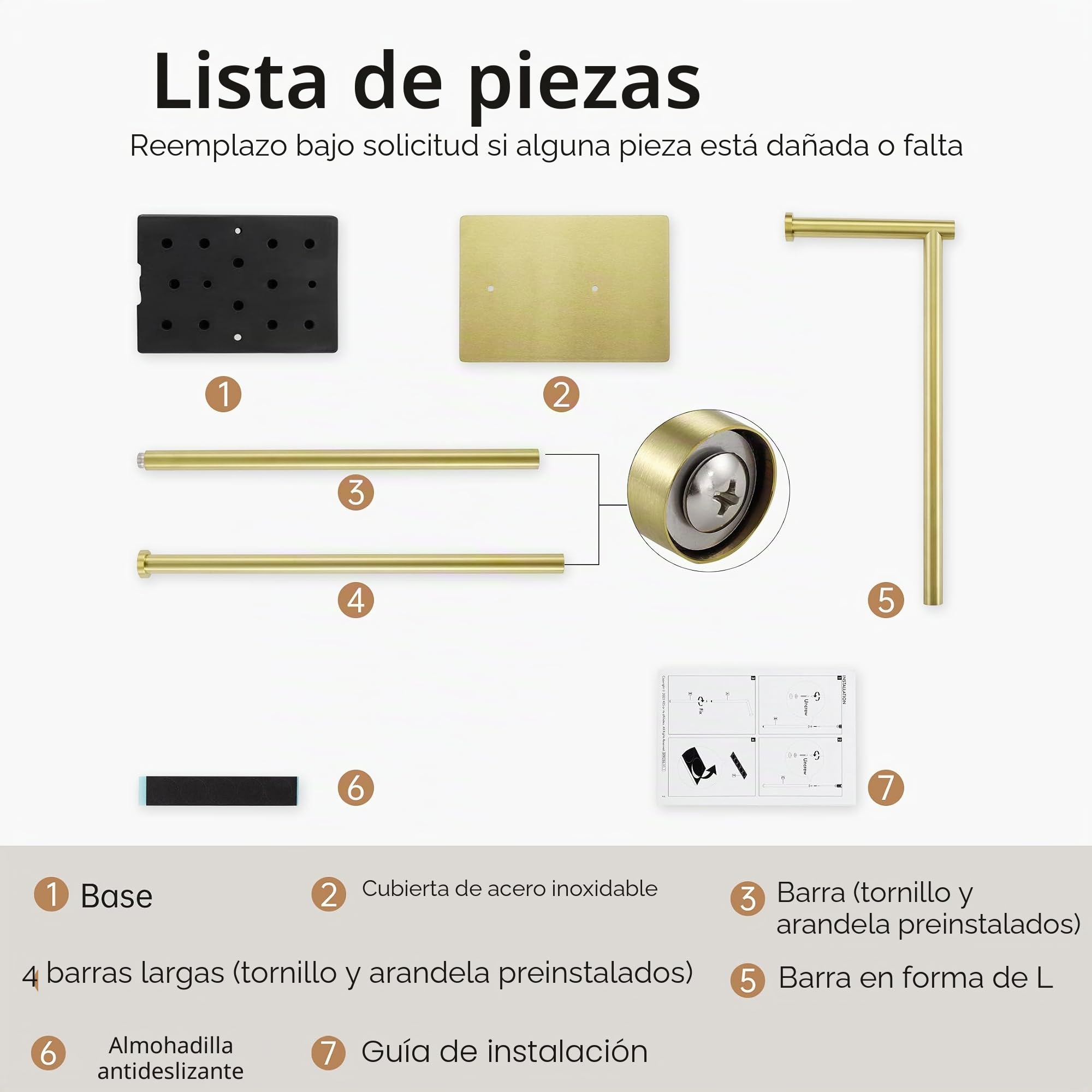 KES Portarollos Papel Higienico de Pie Portarrollos para Papel Higienico con Reserva Soporte Papel Baño Acero Inoxidable SUS304, Oro Cepillado, BPH286S1B-BZ