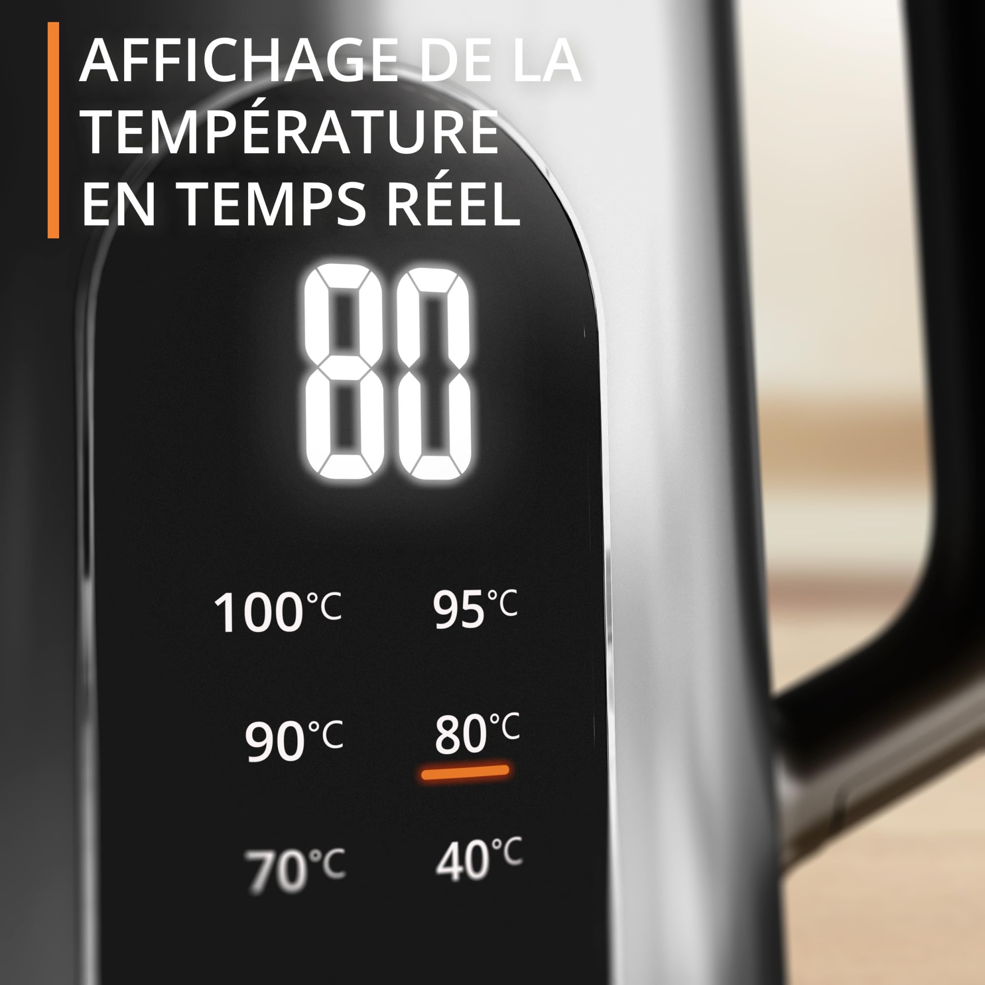 Krups Selection, Bouilloire électrique, 6températures, Affichage en temps réel, Maintien au chaud de 30minutes, BW871DF0, Métal