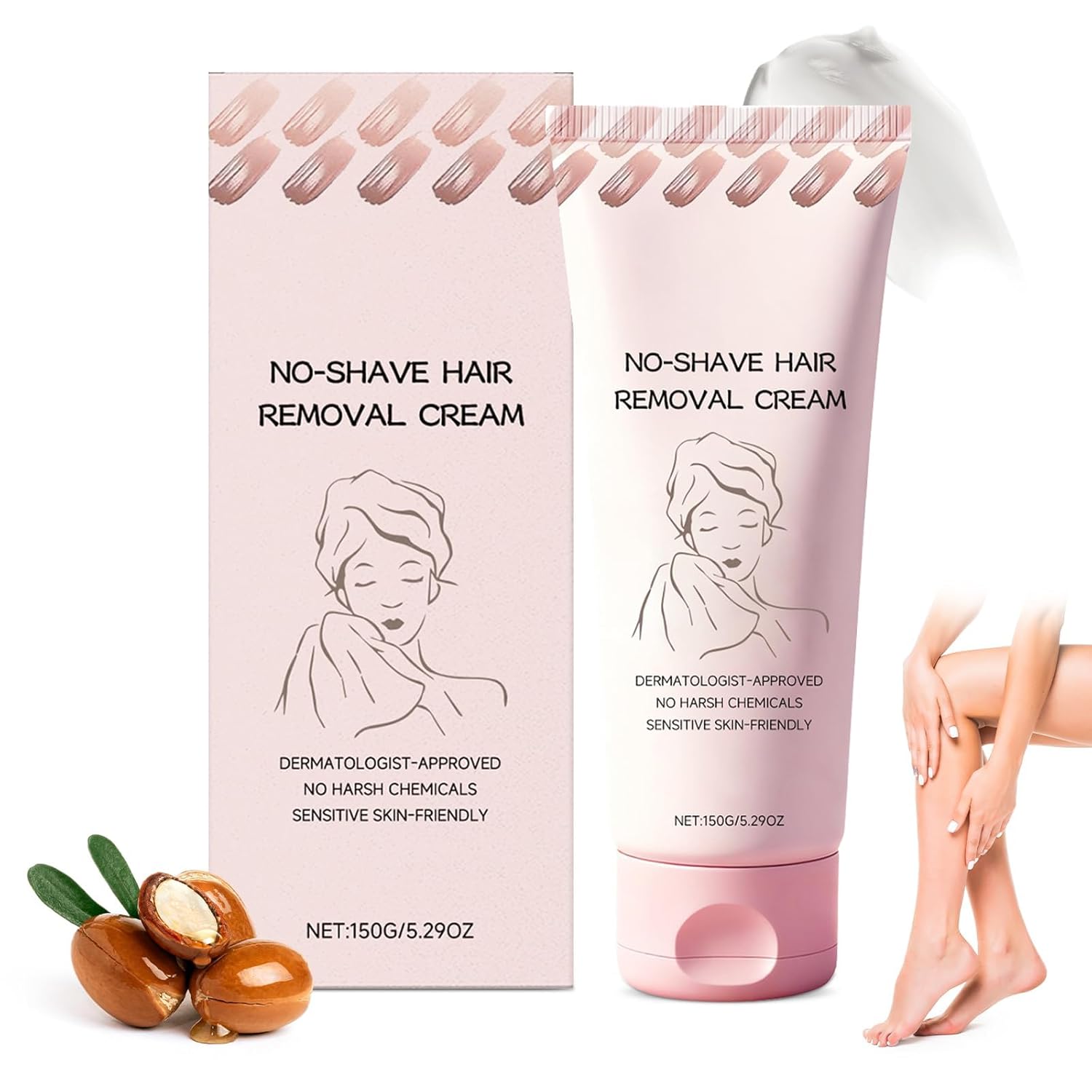 Hair Removal Cream, No Shave Hair Remover for Women, Suitable for Sensitive Skin, Fast and Gentle, Moisturizes and Nurtures Skin, Leaves Skin Smooth & Soft