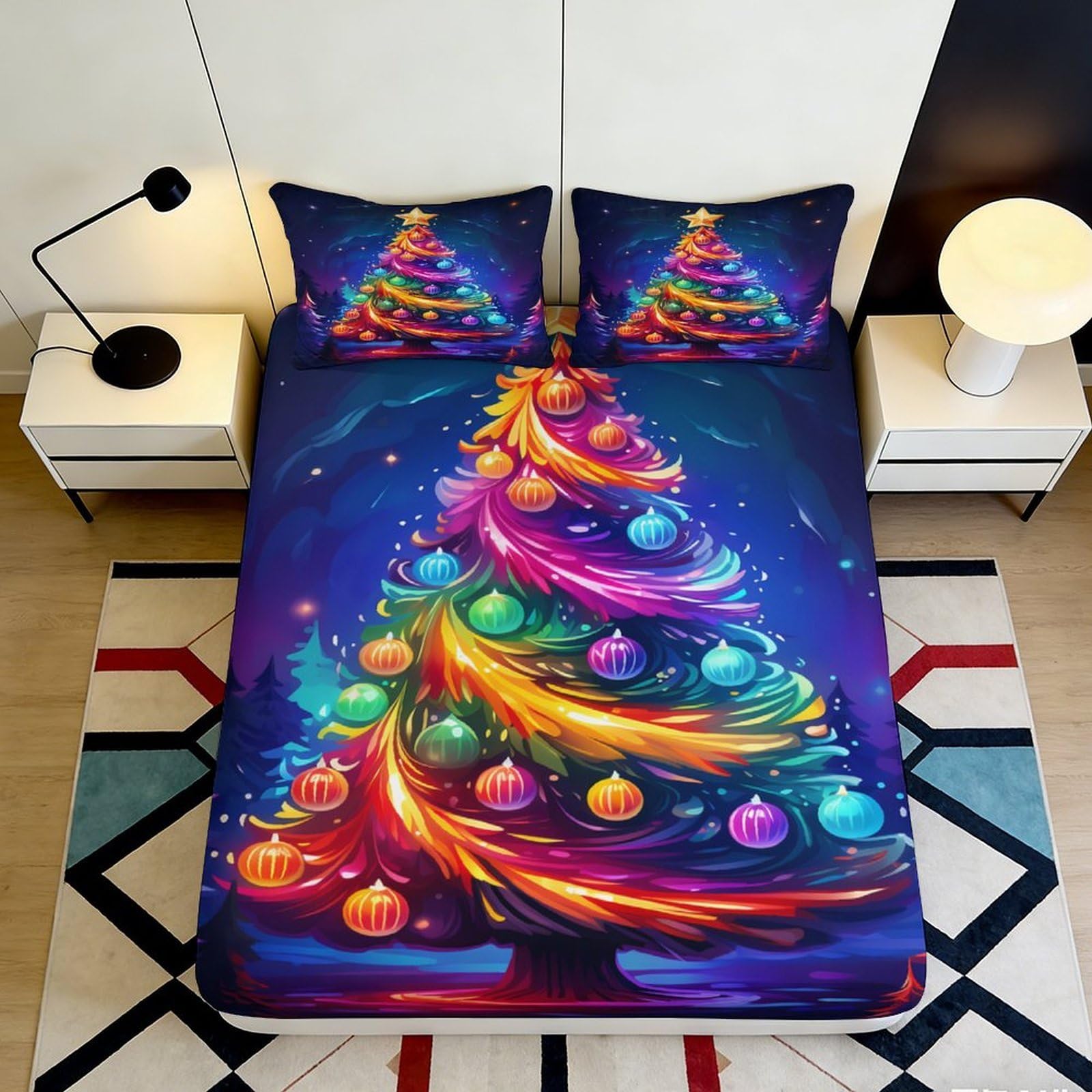 3D Printed Fantasy Mermaid Fitted Sheet Microfiber Deep Pocket Bedroom Bedding Non-Slip Mermaid Mattress Fitted Cover Washable 120x200x25cm