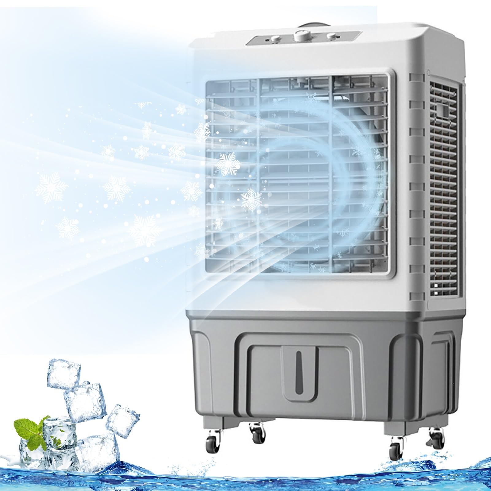 TIANQIHAO Portable Air Conditioner, 50L/55L Evaporative Cooler With 4 Ice Boxes, 3 In 1 Fan Cooler Humidifier For Room Garage Workshop,95cm/37in-50l