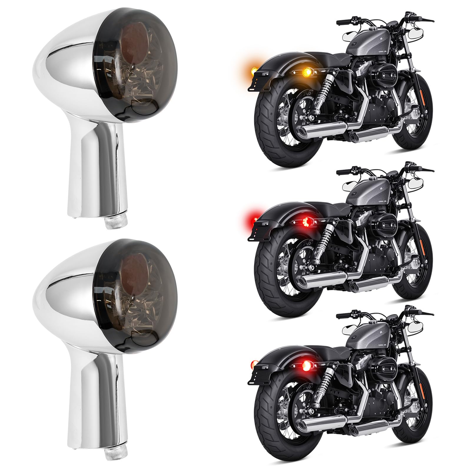 Riloer 1pierre of Motorcycle LED real turn Signals Lights for H - Arley - D - Avison xl883 xl1200 sportster 1992-2021, luz de dirección universal, luz de frenado de servicio