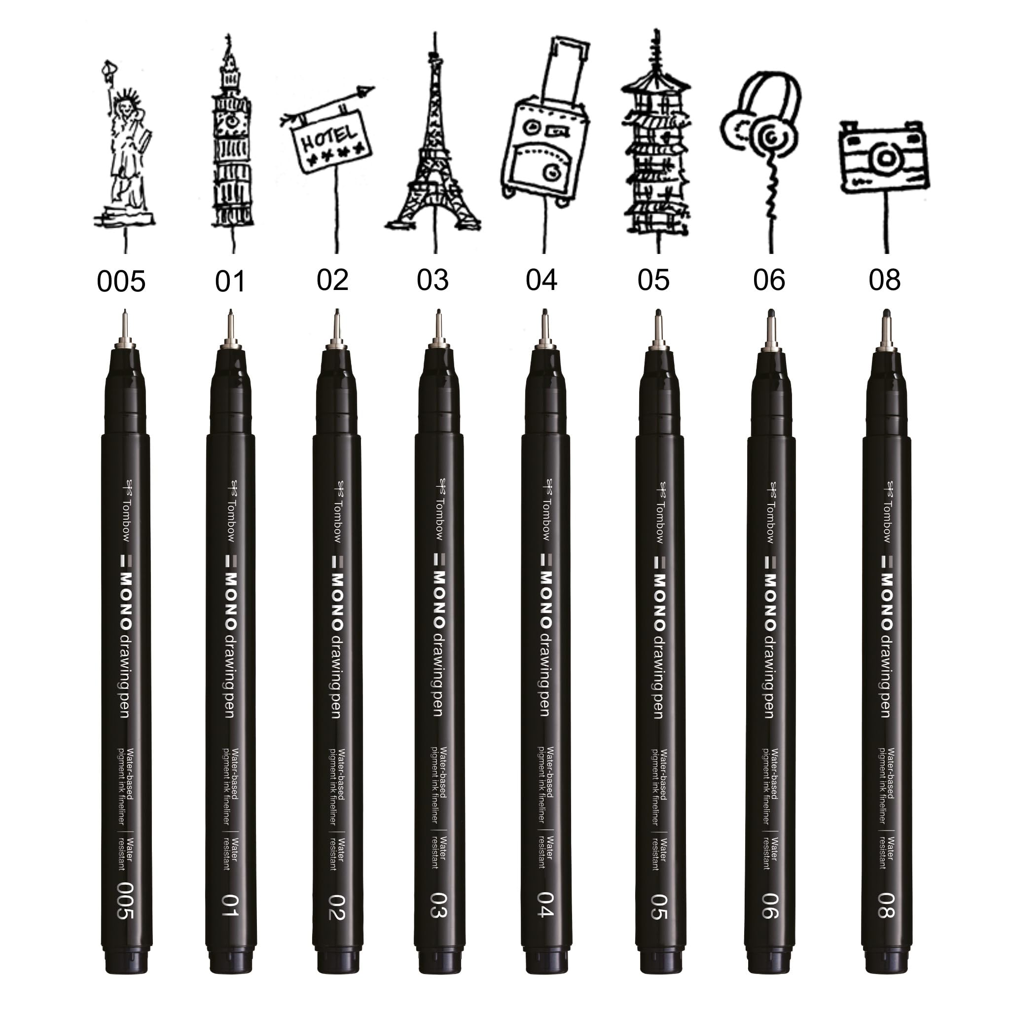 Tombow MONO Fineliner penna disegno tratto 0,3 mm nero resistente all'acqua