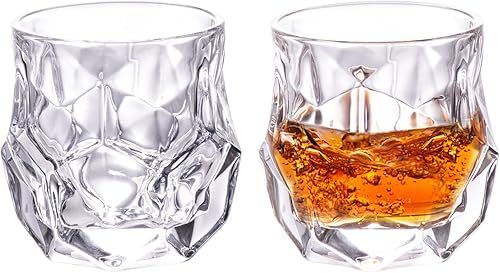 Miniatura 7 de KAMMAK Juego de 2 vasos de whisky, 7.05 onzas, vasos Old Fashioned para whisky escocés, cócteles, ron, vodka en bar y regalos de fiesta para