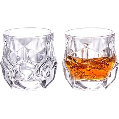 KAMMAK 240ml Football Whiskey Glass, Unique Soccer - Shaped Crystal Clear Whiskey Tumbler, Heavy - Base Old Fashioned Glass for Bourbon, Scotch, Cocktails, Ideal for Sports Fans & Barware Collection