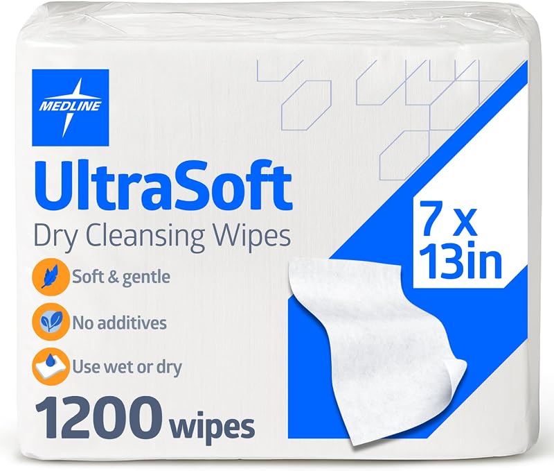 Ultrasoft Dry Baby Wipes, Gentle Disposable Cleansing Cloths, 1,200 Count, Dry Wipe Size is 7 x 13 inches, Great for Sensitive Skin and can be used as Baby Washcloths, Incontinence Wipes