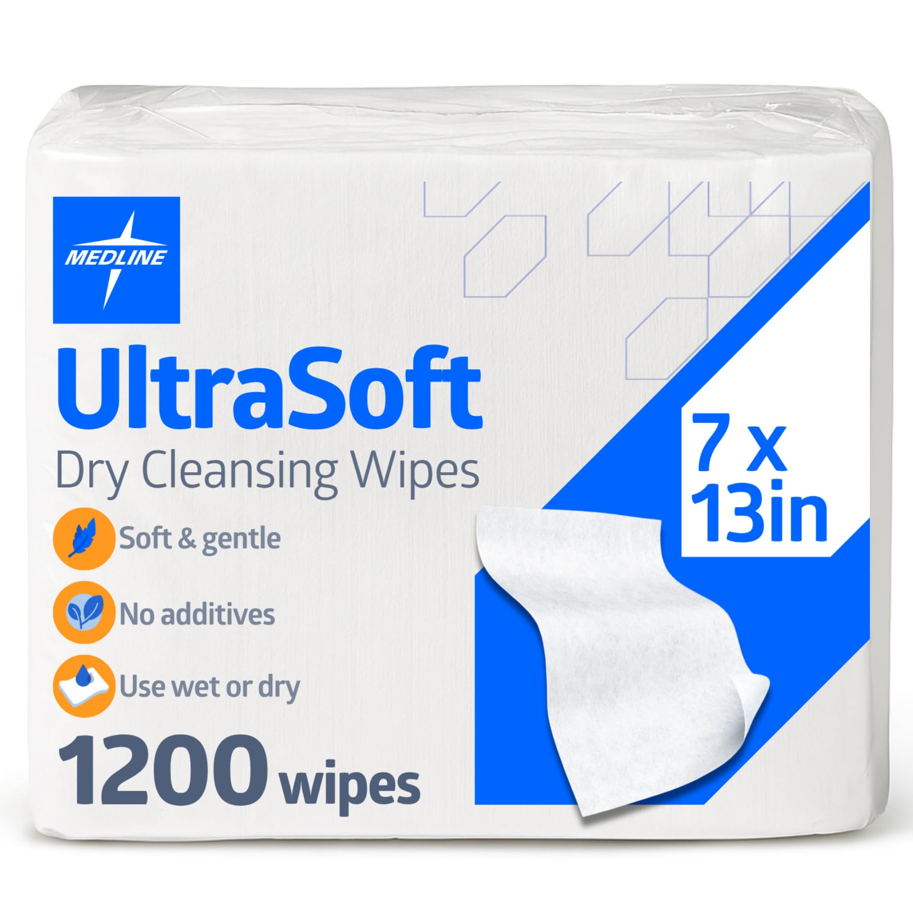 Medline ULTRASOFT713 Disposable Dry Cleansing Cloths, 7" x 13" (1200 Count)