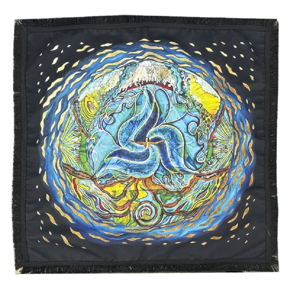 Namvo Blue Altar Cloth, Stars And Ocean Tarot Tablecloth Triple Astrology Altar Tapestry Witchcraft Altar Astrology Table Cloth For Tablecloth Decoration