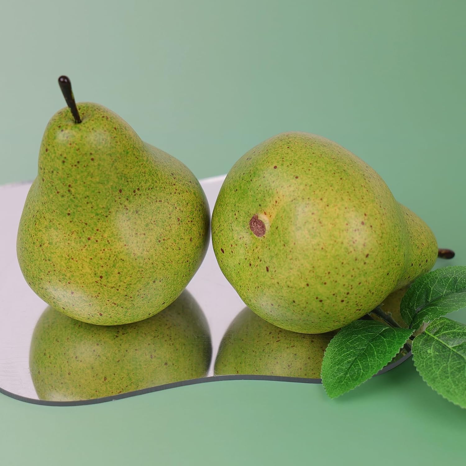 Gresorth 6pcs High Grade Fake Green Pear Decoration Artificial Realistic Fruit Simulation for Home Party Holiday Christmas Display