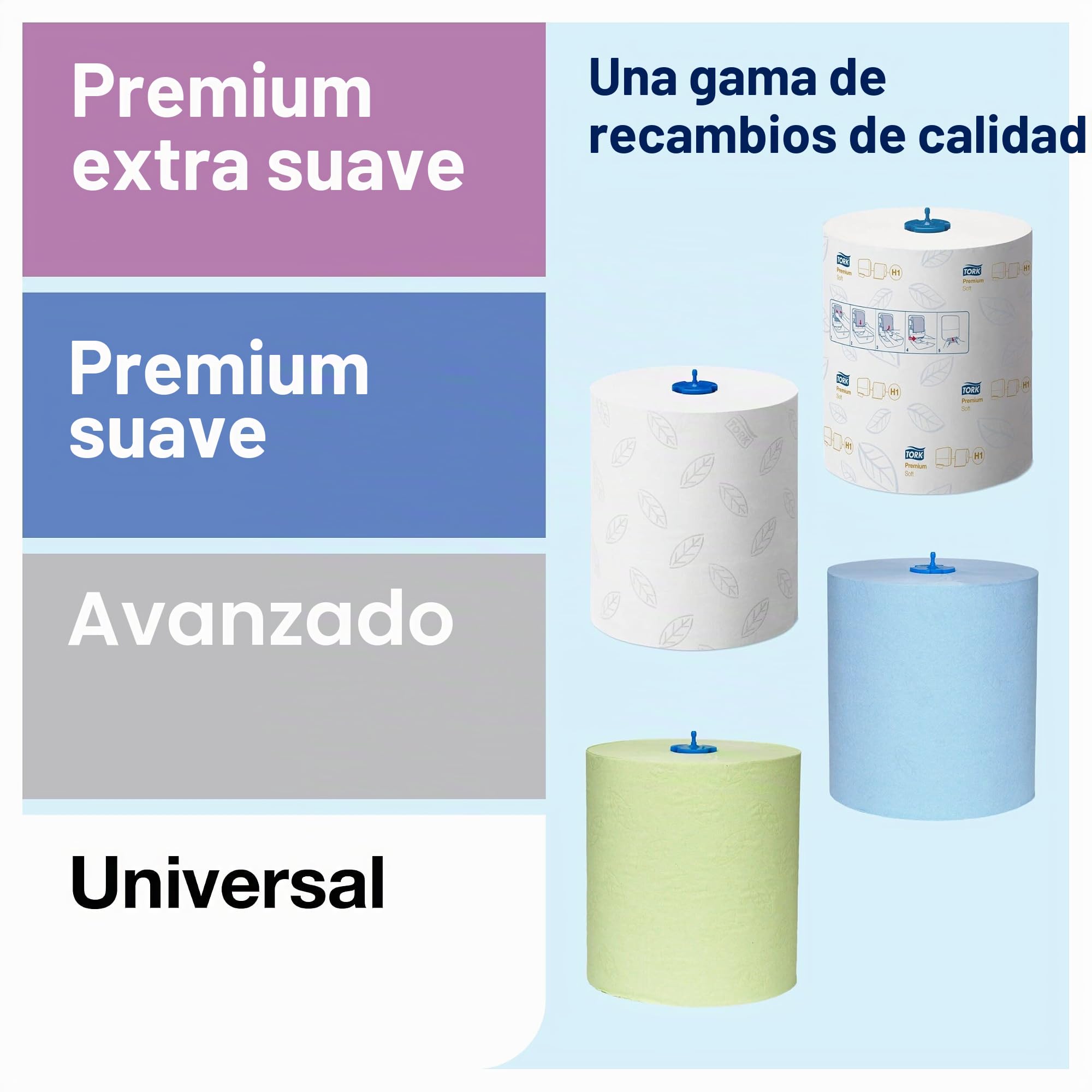 Tork Matic 551008, Dispensador de toallas de papel H1, dispensación única con indicador de nivel de recarga, negro