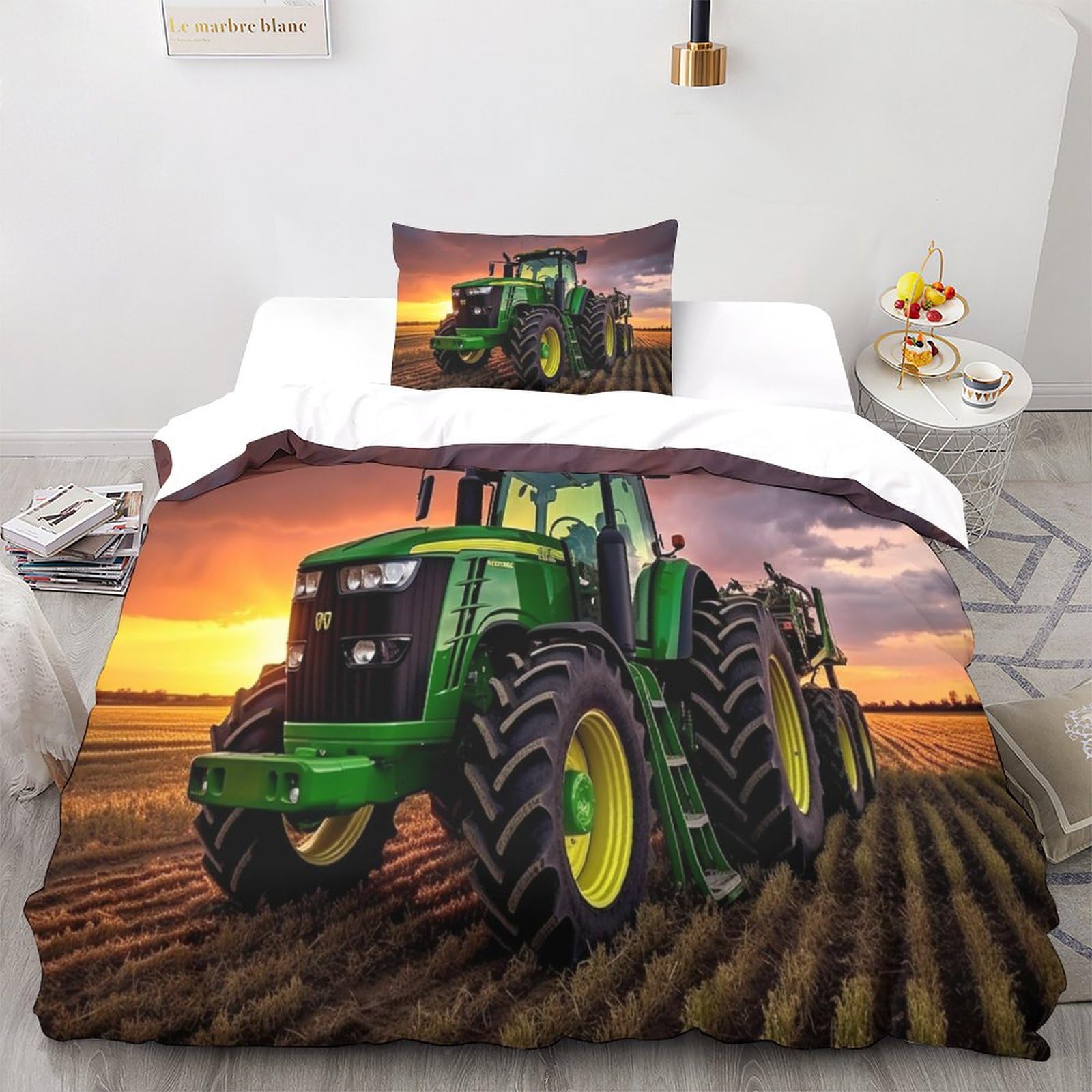 Tractors Duvet Cover Per Ragazzi E Ragazze Set Copripiumino Confortevole Traktoren Biancheria Da Letto Lussuoso Bedding Set Colorato Set Di Biancheria Da Letto Single（135x200cm）