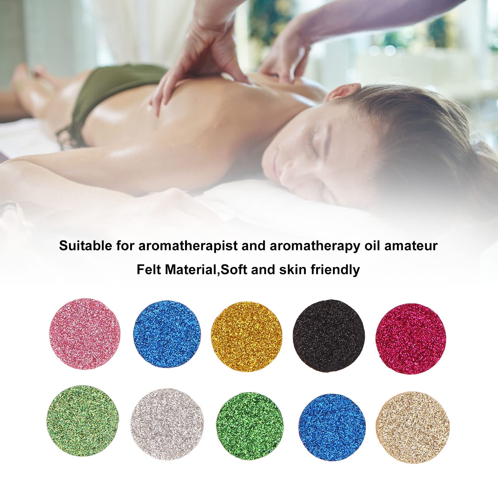 100 pezzi rotondi per uso domestico in foglio di cotone, deodorante per ambienti, diffusore, medaglione di aromi, ricarica, per aromaterapia, per collane  15