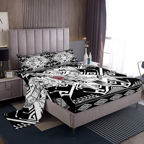 Miniatura 13 de Erosebridal Juego de sábanas de unicornio tamaño matrimonial, sábanas de cama Kawaii de dibujos animados de animales mágicos, sábana bajera Multi