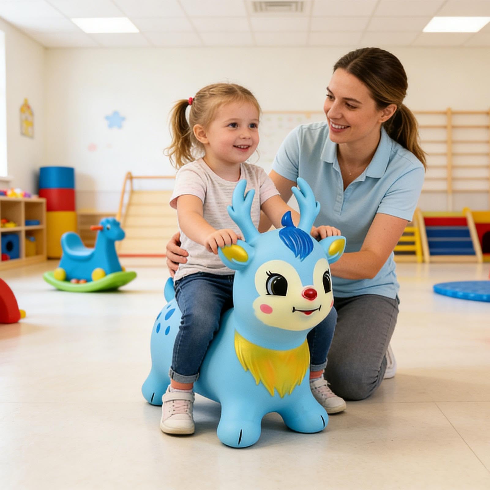 Koń skoczkowy, gumowy koń skoczkowy dla dzieci | dla dzieci, do wewnątrz, na zewnątrz, do domu, przedszkola, przedszkola, podróży