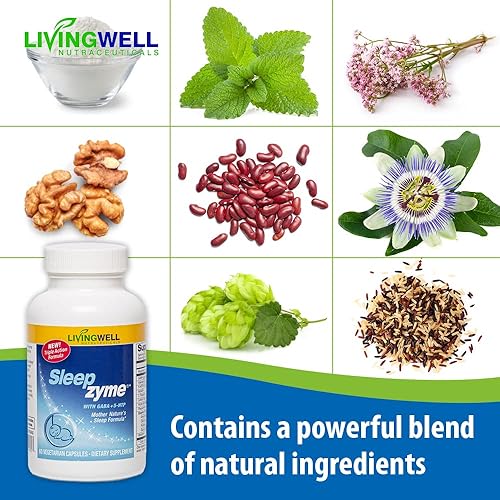 Miniatura 4 de Sleepzyme Suplemento para dormir con melatonina, GABA, 5-HTP, raíz de valeriana, magnesio, L-teanina, bálsamo de limón y lúpulo para una repetición