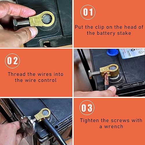 Miniatura 3 de Suvnie 2 abrazaderas de conector de terminal de batería de automóvil, conector de extremo de cable de batería de cobre puro, juego de terminales de