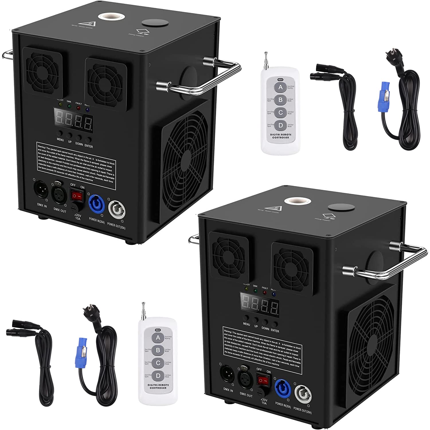 (Mit 4 Pack Titanpulver) 2er 530W Pyrotechnikmaschinen, Kabellose Fernsteuerung Kalte Funken Maschine für DJ Show, Partys, Hochzeit (Schwarz)