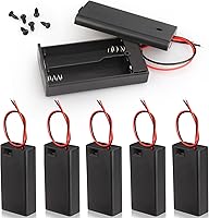 VWEICYY 6-Pack 2x AA Battery Holders with On/Off Switch & Wire Leads - Durable ABS Enclosures for DIY Projects
