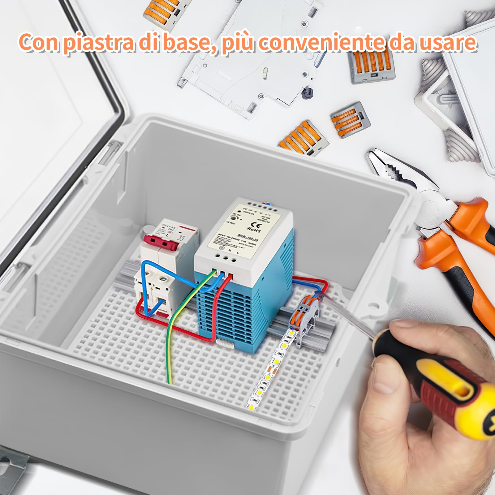 Scatola Elettrica da Esterno, Scatola di Derivazione Esterna IP66, Armadio Trasparente Esterno con accessori per il montaggio a parete e serratura (29 x 19 x 14 cm)