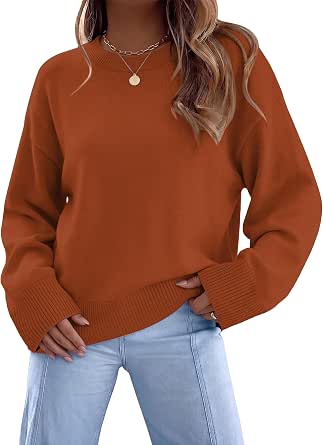 WIHOLL Women's Oversized Crew Neck Sweater