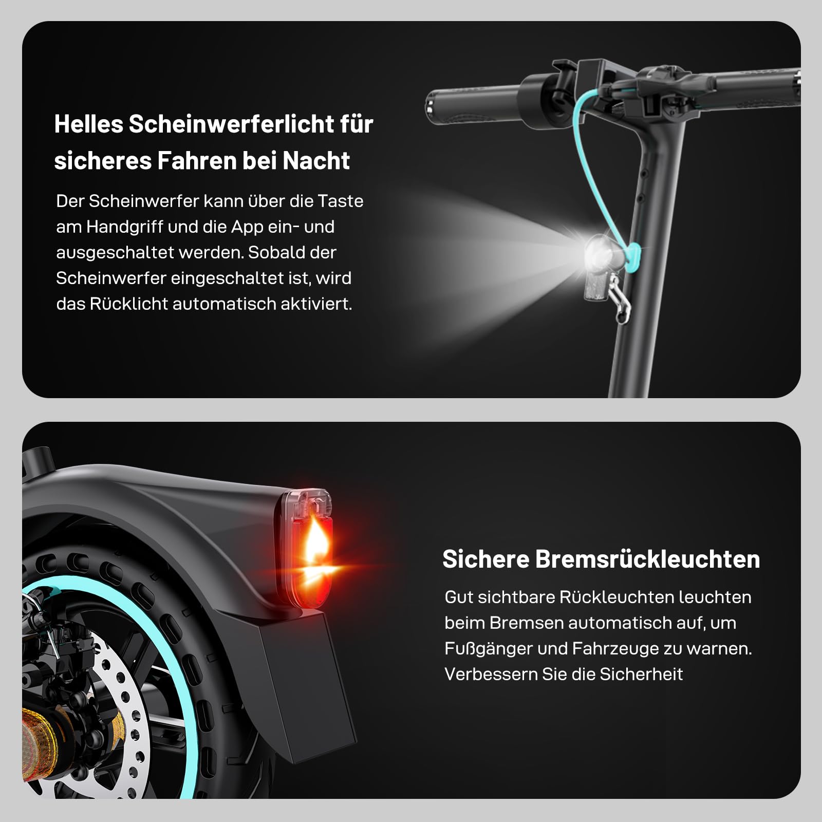 RCB E-Scooter mit Straßenzulassung (ABE), Elektroroller, 8,5-10 Zoll, 7,8Ah-11.4Ah Akku, 400W Motor, 23-40 km Reichweite, Faltbarer e Roller, APP-Steuerung, Doppelbremse, Doppelstoßdämpfer