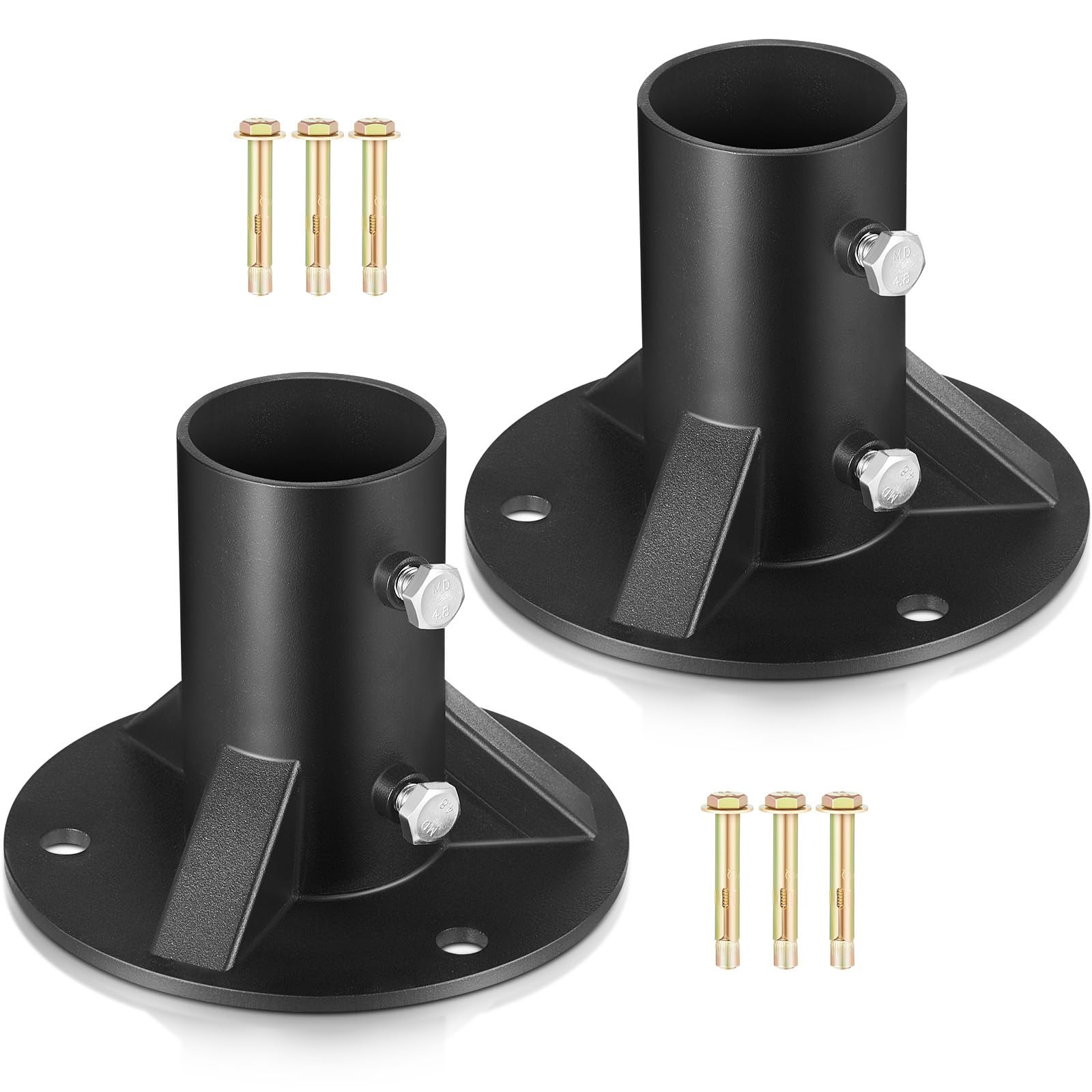 Blulu 2 Pack Chain Link Fence Post 2'' Floor Flange Heavy Duty Round Post Base Bracket (od 1-7/8'') Fits Fence Mailbox Railing Deck Flag Column Stair