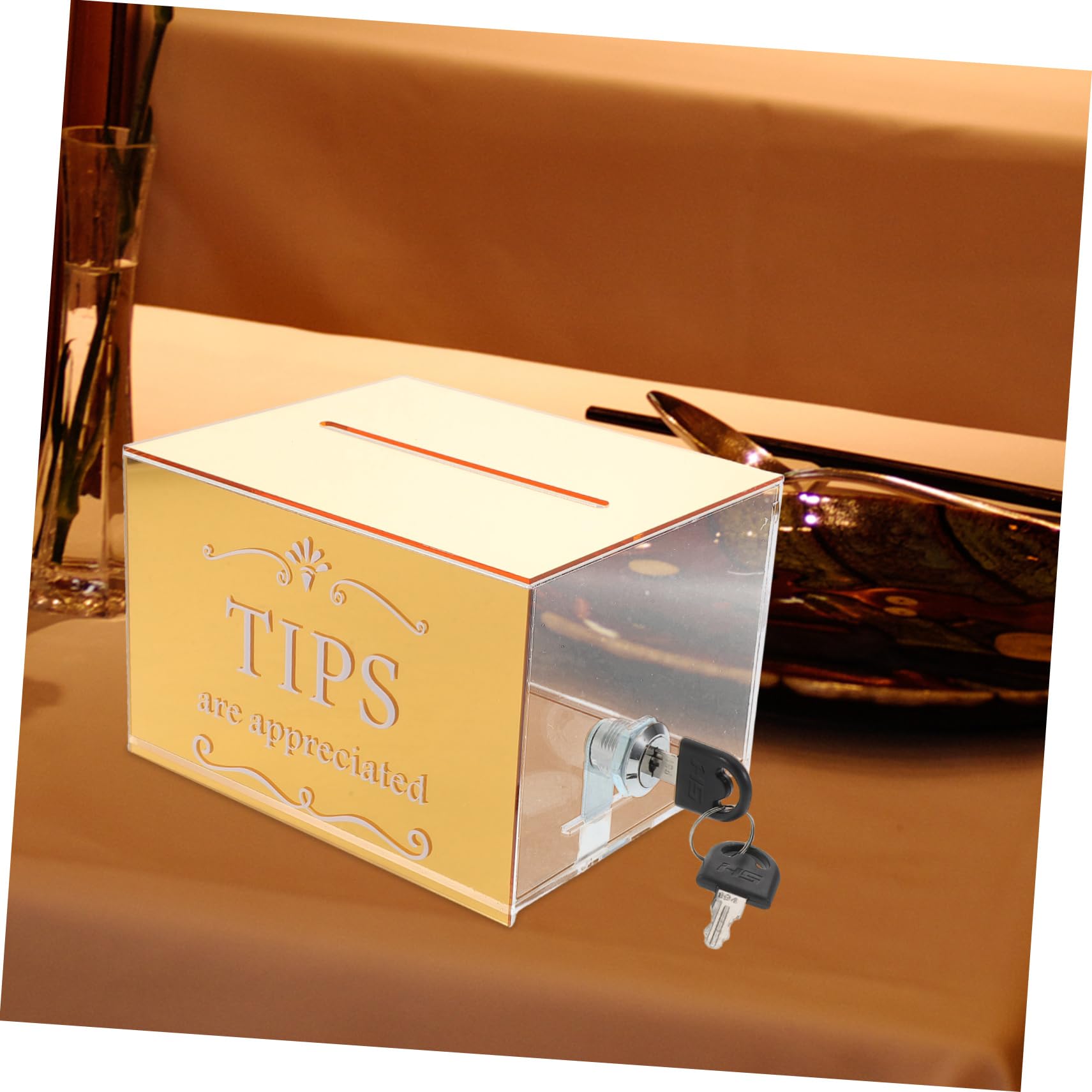 Boîte à Pourboires Design Robuste et Élégant Acrylique Transparente avec Serrure pour Bar, Restaurant ou Collecte de Fonds