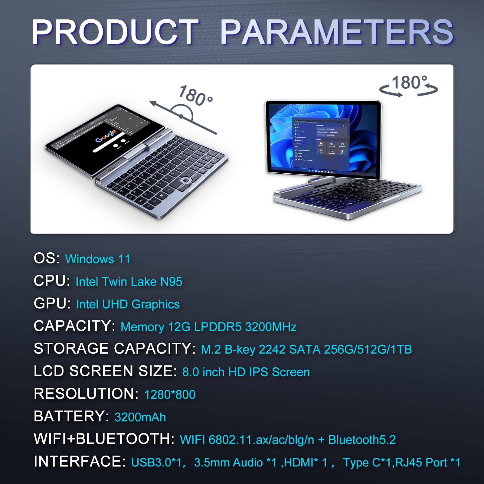 Amazon.co.jp: KOOTIGERS ミニノートパソコン 8インチ 2-in-1、ノート