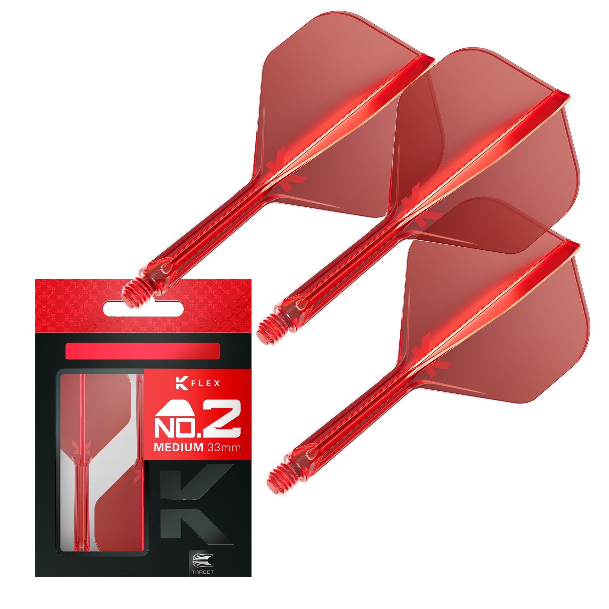 Target Darts K Flex Integrated Dart Flights And Shafts, No.2 | Pack Of 3 K-Flex - No2, Kflex All In One Moulded Dart Flight & Stem Lengths: Short, Intermediate & Medium | Professional Dart Accessories