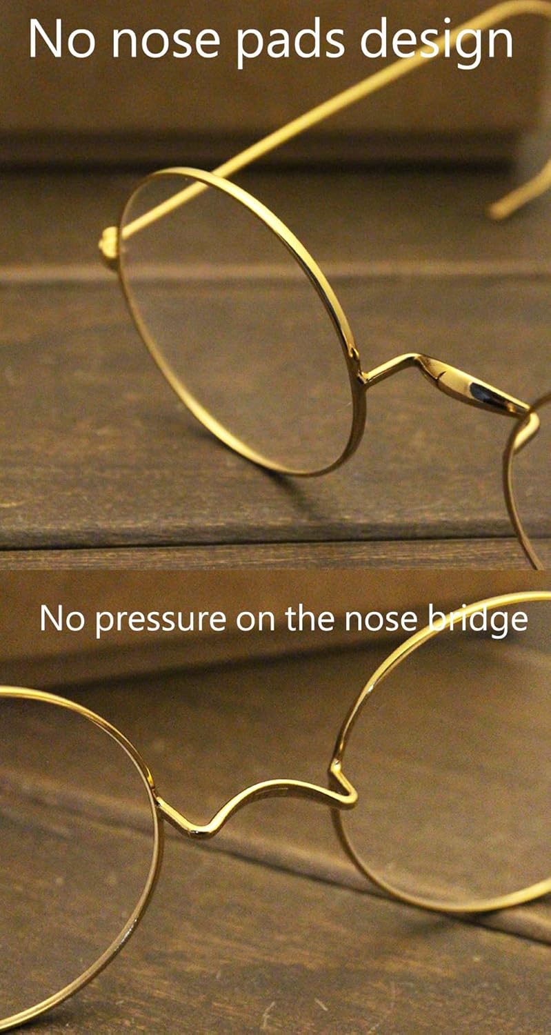 Agstum Retro Small Round Optical Rare Wire Rim Eyeglasses Frame - Image 4