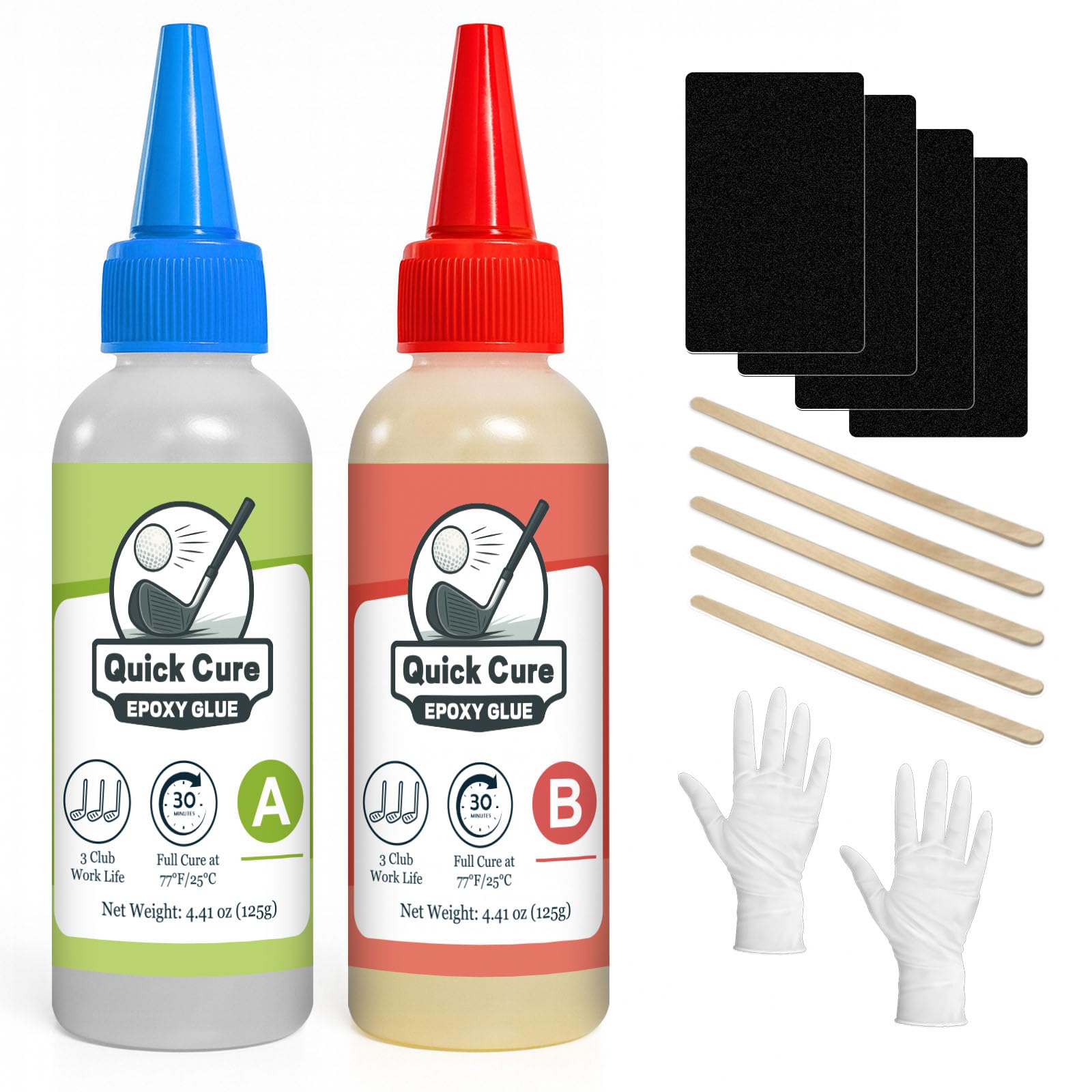 EIGTWEN 5min Golf Club Epoxy, 125+125ml Extra Strength Golf Shaft Epoxy, Applicable to All Clubheads, Drivers, Putters, and Irons, Compatible with Graphite and Steel Shafts (fast cure)