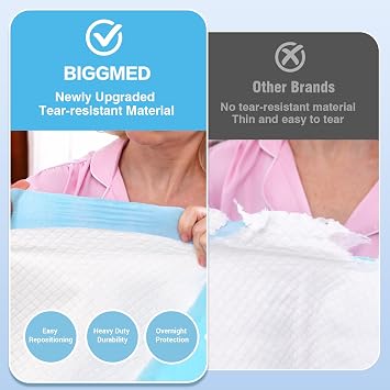 BIGGMED 100 Count Tear-Resistant Disposable Bed Pads 36