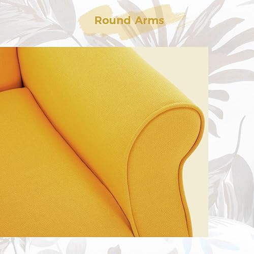 Miniatura 22 de Mellcom - Sillón moderno, sillón con respaldo alto,Sofá individual tapizado con tela y con patas de madera para sala de estar, dormitorio,Club Rosa