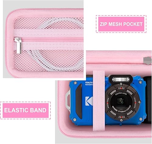 Miniatura 10 de Funda protectora rígida para cámara digital Kodak PIXPRO WPZ2, resistente e impermeable, funda de viaje con bolsillo de malla con cremallera para