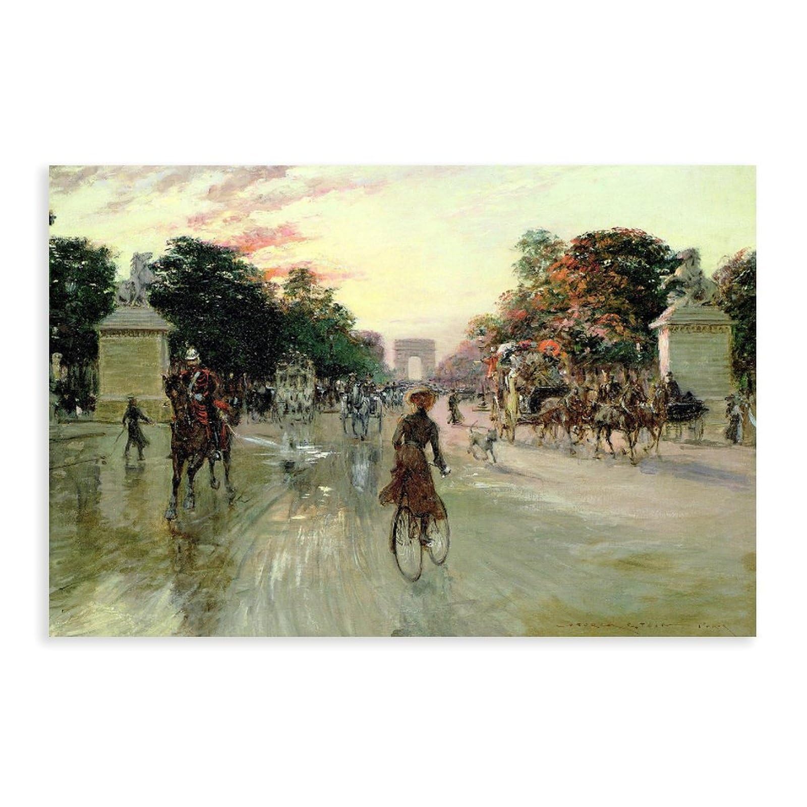 DFJyjFGJJ Georges Stein,The Champs Elysees Paris Wall Decoration Poster Family Bar Restaurant Garage Cafe Art Sign Gift 24" L X 36" W