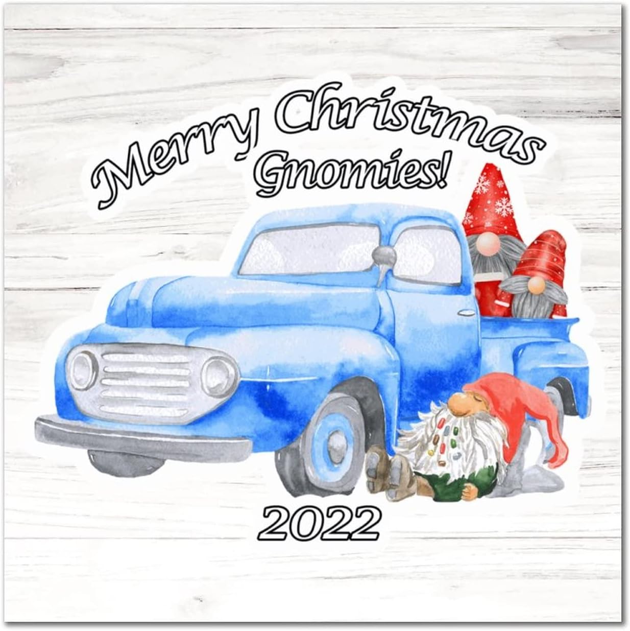 Merry Christmas Gnomies Wooden Sign Winter Red Truck Gnome Tree Wooden Plaque Rustic Christmas Is Coming Wood Home Wall Decor For Home Kitchen Living Room Kitchen Housewarming Gift 16x16in
