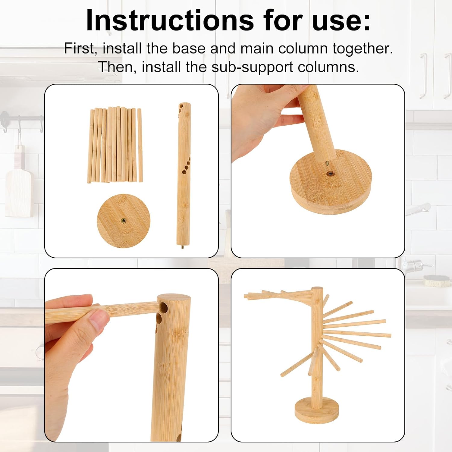 NQEUEPN Pasta Drying Rack with Transfer Wand, Noodle Drying Stand image 5