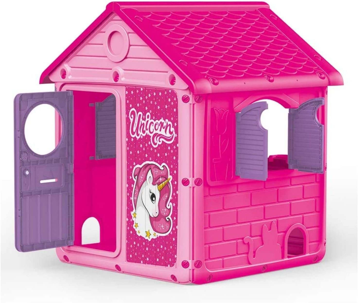 """Dolu 2520 Kids Unicorn Wendy Playhouse Garden, Easy to Assemble and Install, for Indoor and Outdoor Use, Made Out of Durable Plastic (Pink and Purple)"""