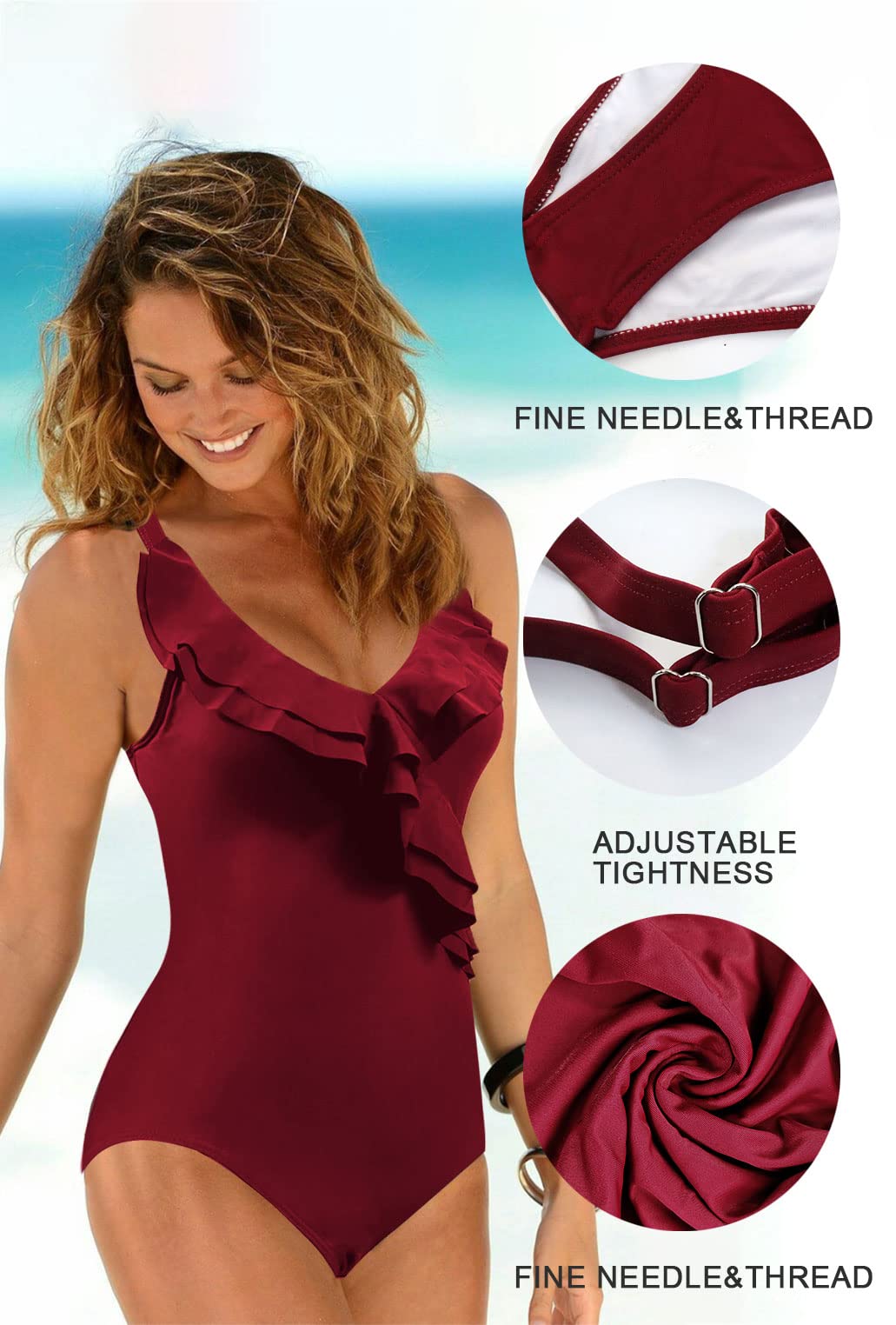 JFAN Costume da Bagno Donna Estivo con Scollo A V Stampa A Foglie Involucro della Cassa Senza Spalline del Un Pezzo Moda Senza Schienale Bikini