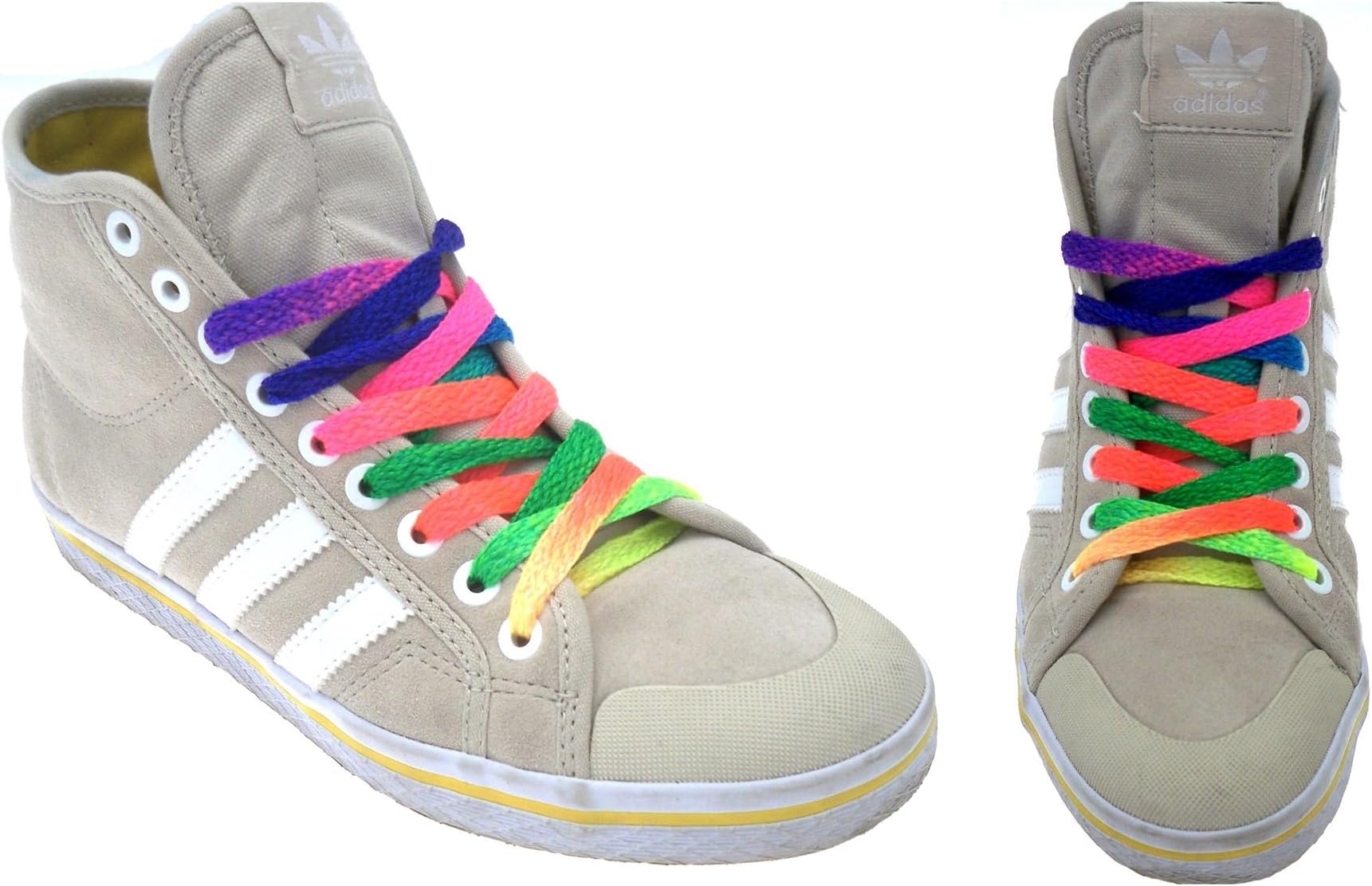 HENBRANDT90CM RAINBOW FLAT SHOELACES SHOE LACES ADULT CHILDRENS KIDS MULTI COLOURED
