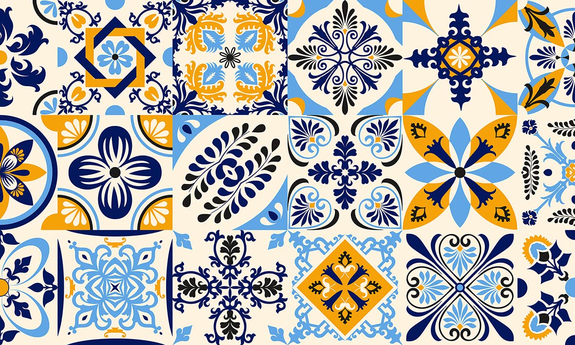 tappeto in vinile, PVC, Stampa digitale ALTA qualità, Ampia gamma di colori, Disegni e misure (50 x 140 cm, Mattonella ocra)