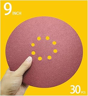 9 Inch Sanding Discs 30 PCS Assorted Hook and Loop 9 in 8 Hole Sandpaper Orbital Sander Pads 5 pcs of Each 80 100 150 180 240 400 Grit Orbital Sandpaper