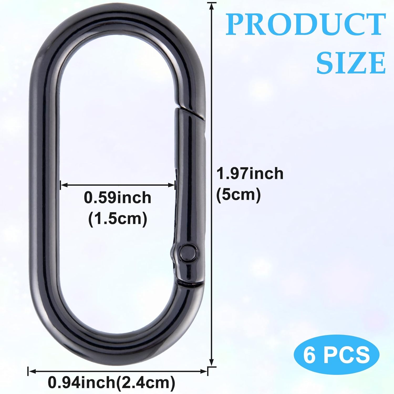 Oval Spring Ring Clips, Metal Keyring Purse Clip, Heavy Duty Opening O Ring Carabiner for Keychains,Backpacks, Keys - Image 3