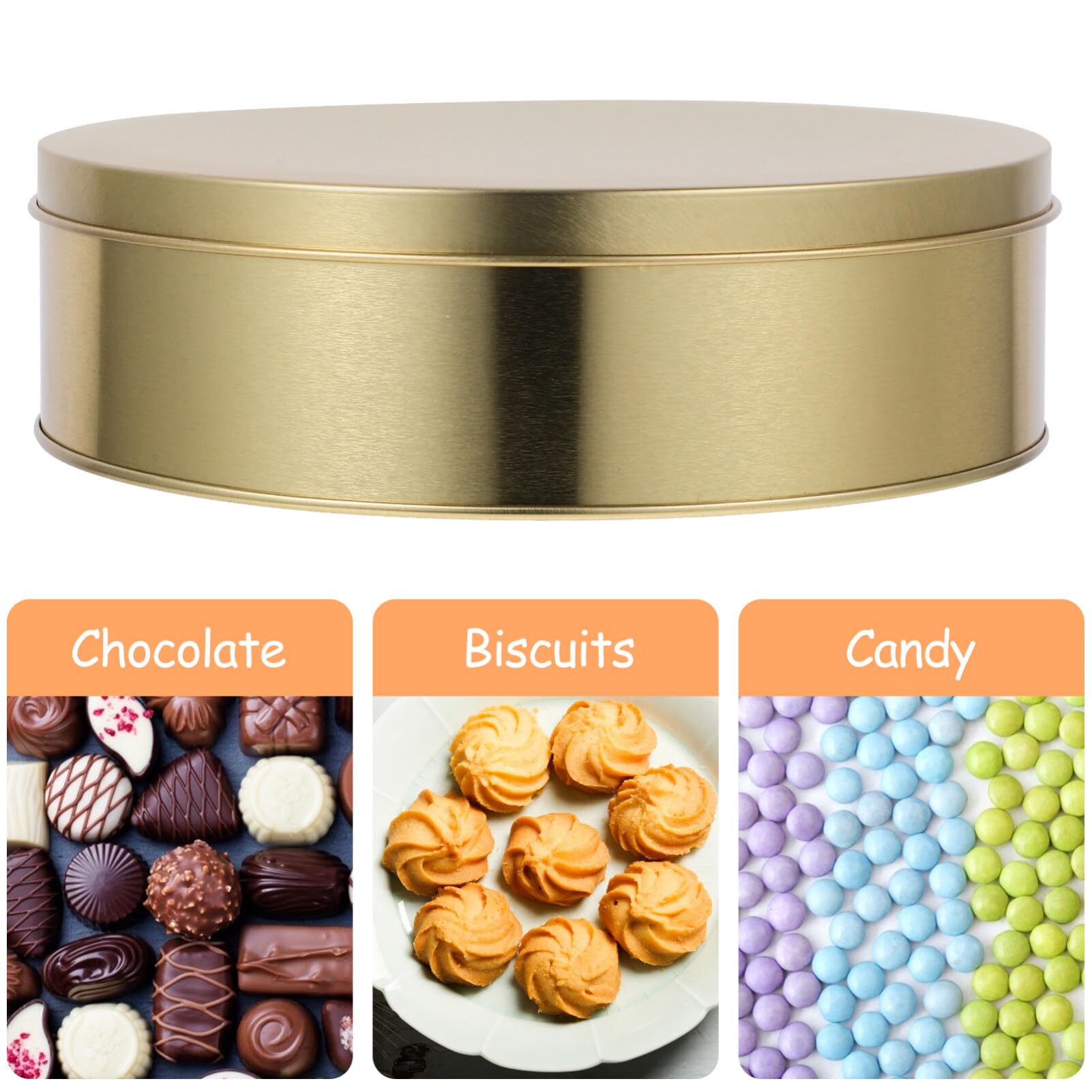 Alipis Lot de 3 récipients alimentaires pour bonbons, bonbons, bonbons, biscuits, bonbons, biscuits, boîtes de rangement avec couvercles en fer blanc