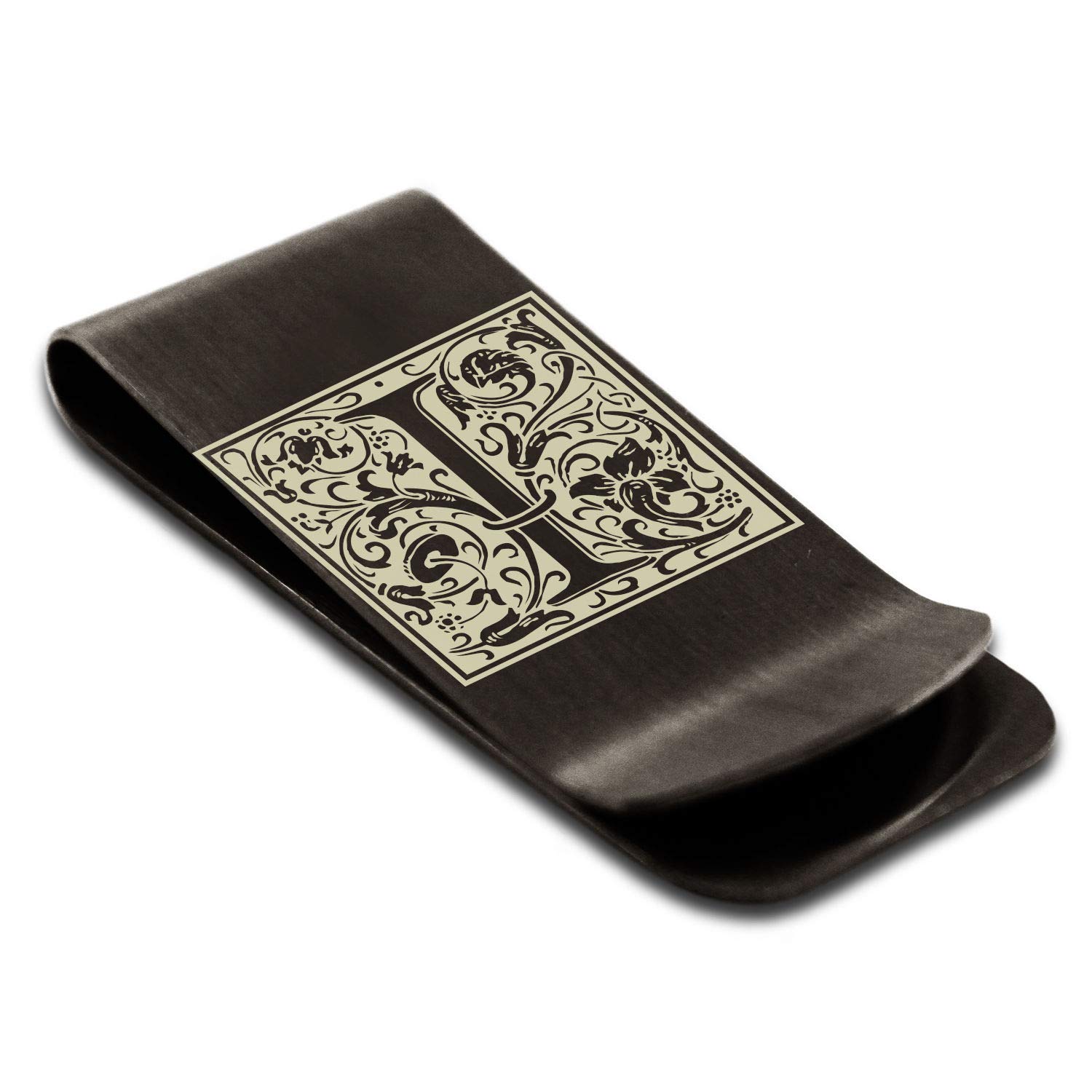 FlameReflection Stainless Steel Money Clip For Men Dad Boy Friend Father Floral Initial Letter Box Monogram Wallet Cash Card Holder | Dad, Boy Friend,