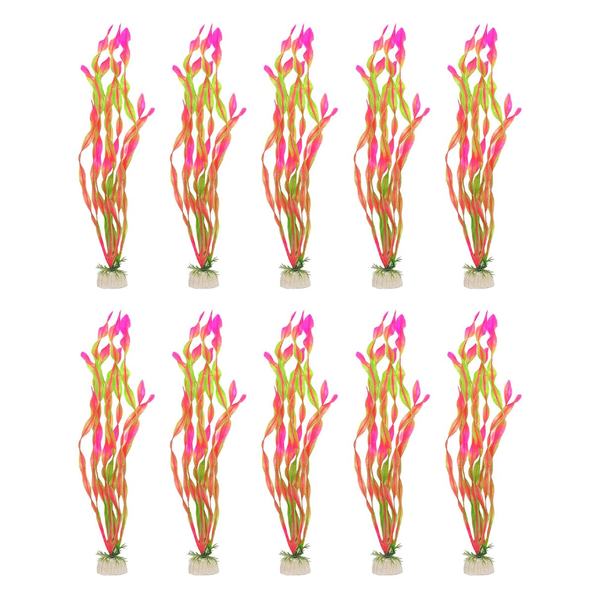 NUZAMAS 10 PCS Aquarium Water Plants Artificial Seaweed Water Plants for Aquarium Aquarium Plants Ornament Plastic Fish Tank Plant Decorations Pink