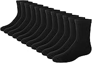 Hanes Boys' Socks Pack, Double Tough Moisture Wicking Ankle, Crew, No Show Socks, 12 & 14 Pair Packs
