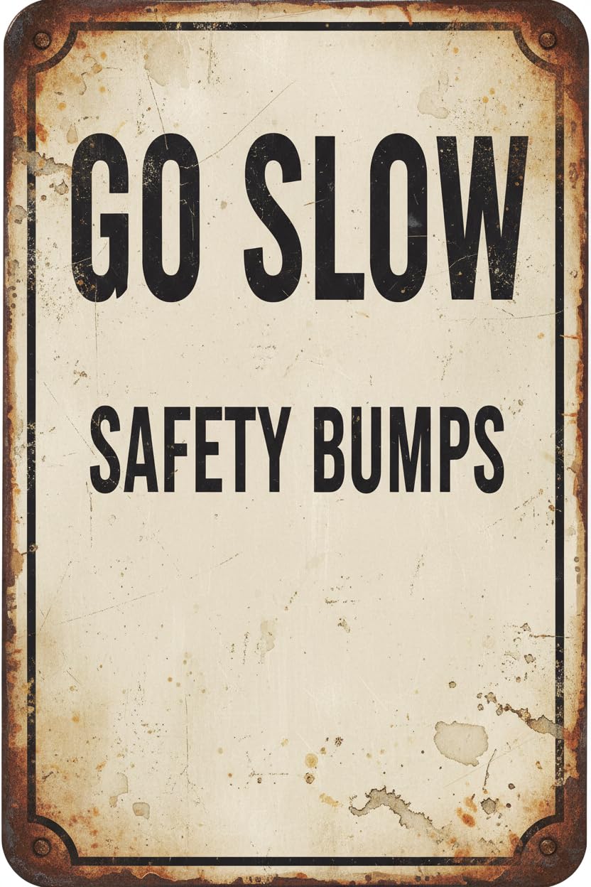 Wall Decor Go Slow Safety Bumps - Traffic Sign Metal Sign 8x12Inch Clear Signage For S, Fences Vintage Signs Aluminum Plates Printed